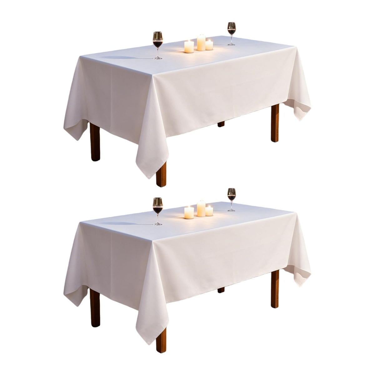 DRESSMAKER 2 Pack White Table Cloth Rectangle 60X102 Inch Fit 6FT Table