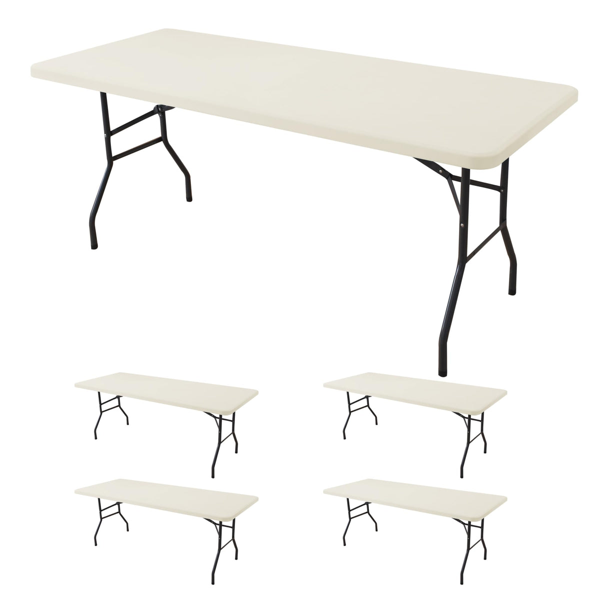 Fitted Tablecloth for 6 Foot Rectangle Tables-Black Picnic Table Covers