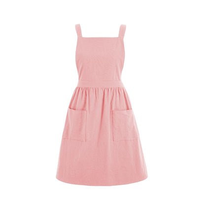 Pinknoke Cute Cotton Pinafore Aprons for Women with Pockets for Kitchen