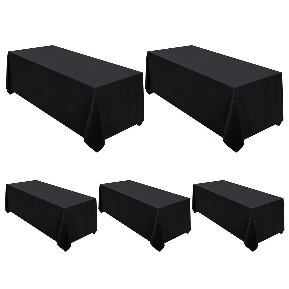 Surmente 90x132 Inch Black Tablecloth for 6-8 Foot Rectangle Tables