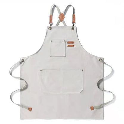 Tosewever Canvas Cross Back Chef Cotton Aprons for Men Women with Large Pockets