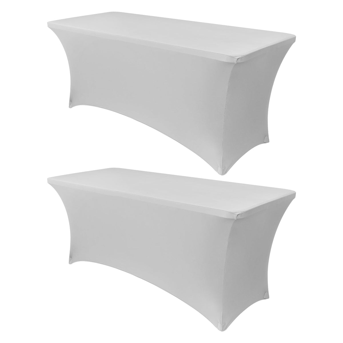 Obstal 6ft Stretch Black Spandex Table Cloth 2 Pack for Folding Tables