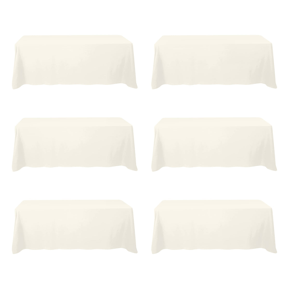 BRILLMAX 6 Pack Ivory Tablecloths 60x102 Inch for 6ft Rectangle Tables
