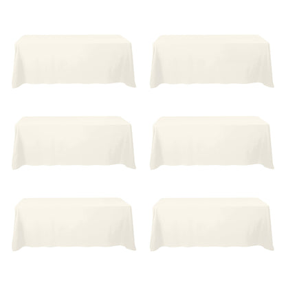 BRILLMAX 6 Pack Ivory Tablecloths 60x102 Inch for 6ft Rectangle Tables