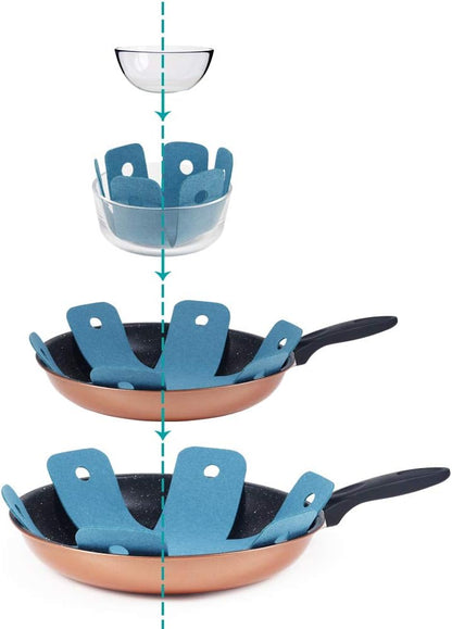 BYKITCHEN Pot Pan Protectors for Stacking, 12pcs & 4 Sizes, Separator Pads