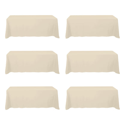 BRILLMAX 6 Pack Ivory Tablecloths 60x102 Inch for 6ft Rectangle Tables
