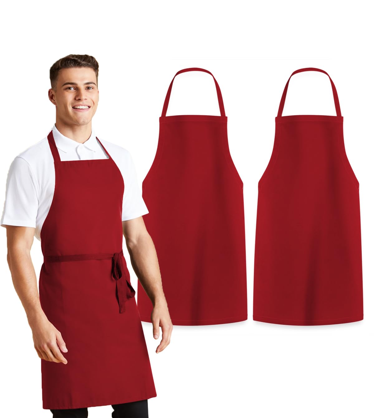 Avalon Kitchen Aprons for Men - 100% Polyester Chef Apron Women with Extra Long Ties - Cooking Aprons for Women & Mens Apron