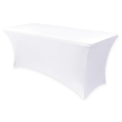 Obstal 6ft Stretch Black Spandex Table Cloth 2 Pack for Folding Tables