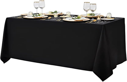 Surmente 90x132 Inch Black Tablecloth for 6-8 Foot Rectangle Tables