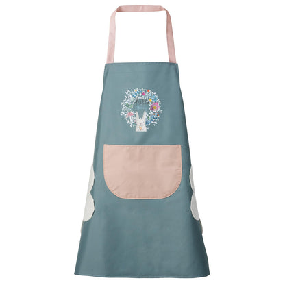DILLMAN Women Kitchen Apron with Hand Wipe Pockets，Big Pocket,Hand-wiping, Waterproof for Cooking Baking