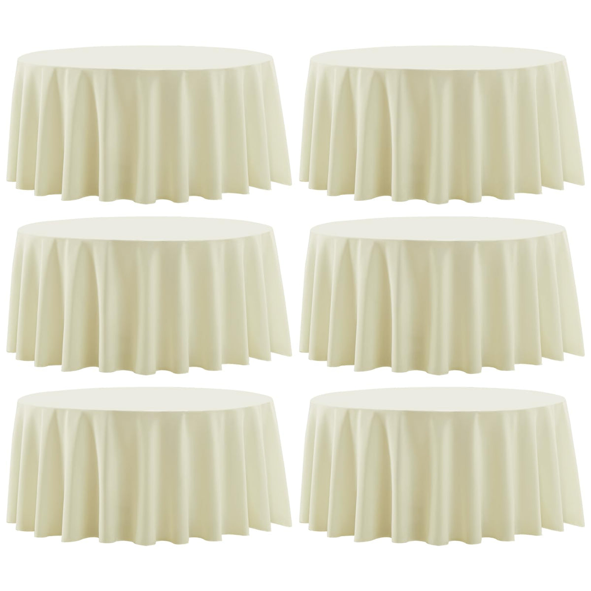 6 Pack White Round Tablecloths 120 Inch for Dining Tables