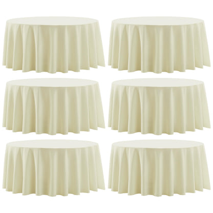 6 Pack White Round Tablecloths 120 Inch for Dining Tables