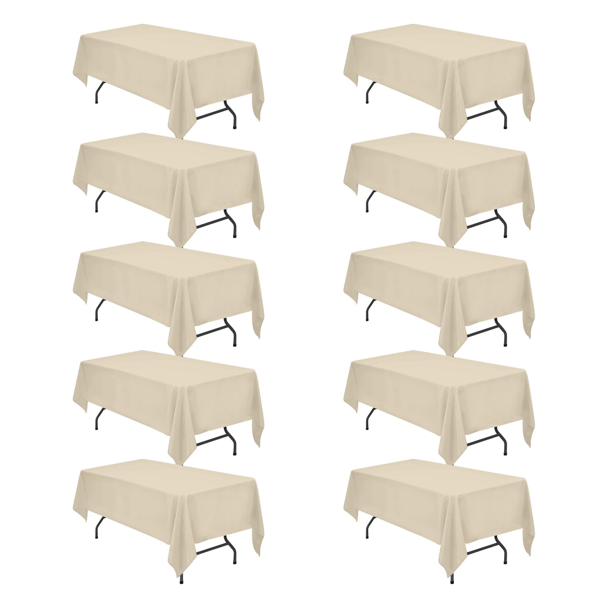 BRILLMAX 6 Pack Ivory Tablecloths 60x102 Inch for 6ft Rectangle Tables