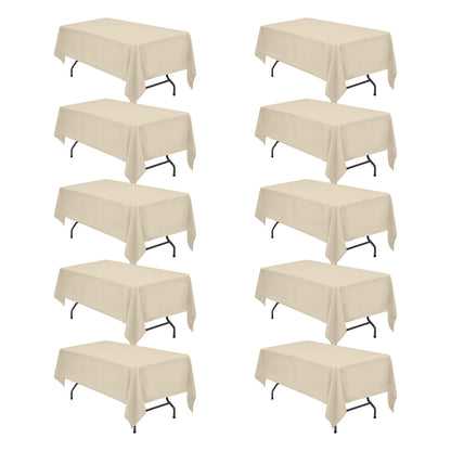 BRILLMAX 6 Pack Ivory Tablecloths 60x102 Inch for 6ft Rectangle Tables