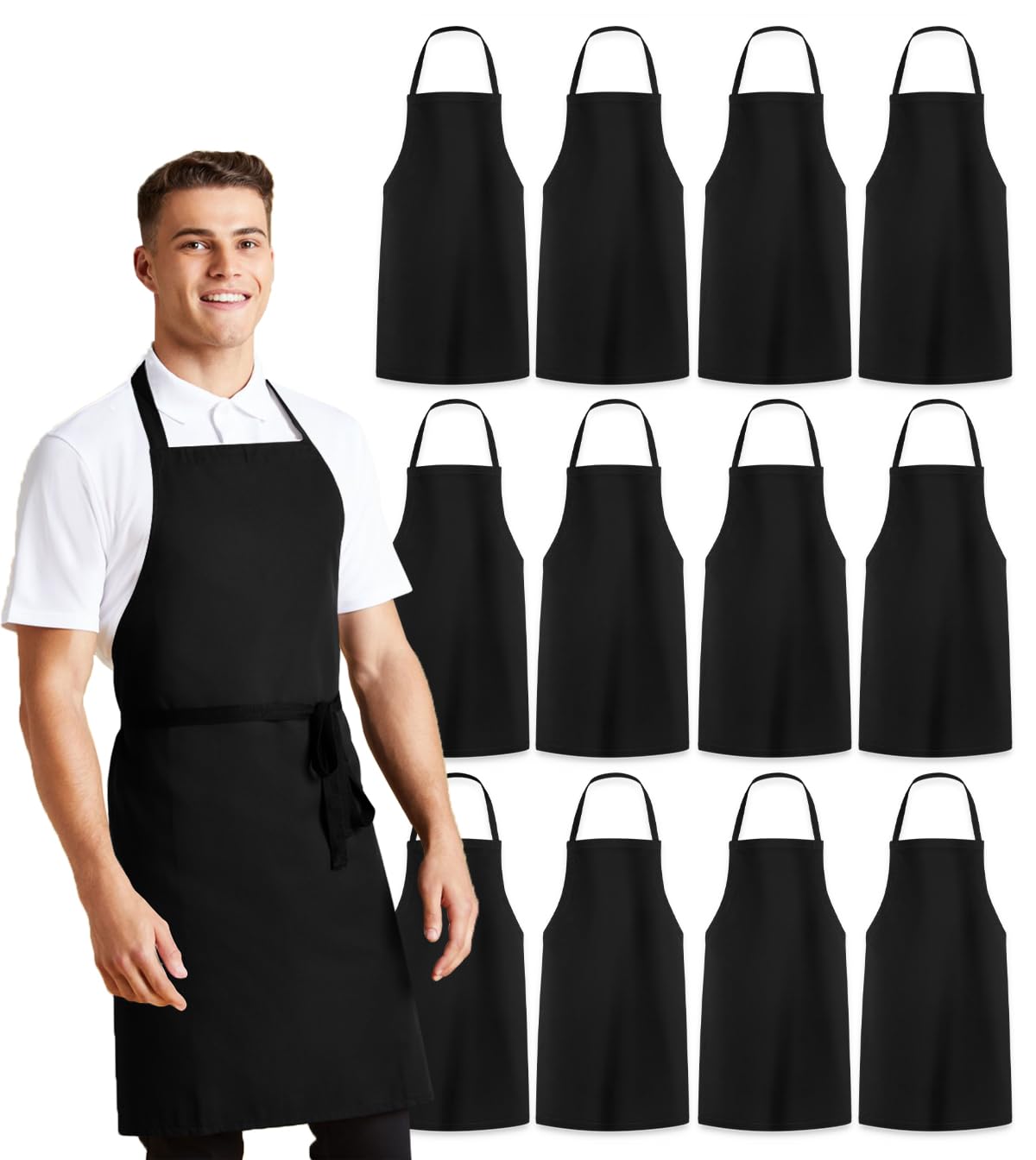 Avalon Kitchen Aprons for Men - 100% Polyester Chef Apron Women with Extra Long Ties - Cooking Aprons for Women & Mens Apron