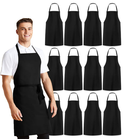 Avalon Kitchen Aprons for Men - 100% Polyester Chef Apron Women with Extra Long Ties - Cooking Aprons for Women & Mens Apron