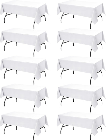10-Pack White Tablecloths for Rectangle Tables, 60 x 102 Inches