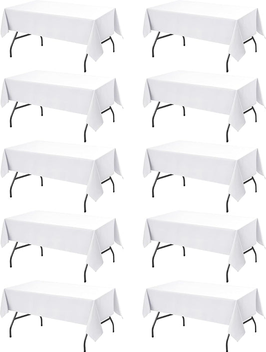 10-Pack White Tablecloths for Rectangle Tables, 60 x 102 Inches