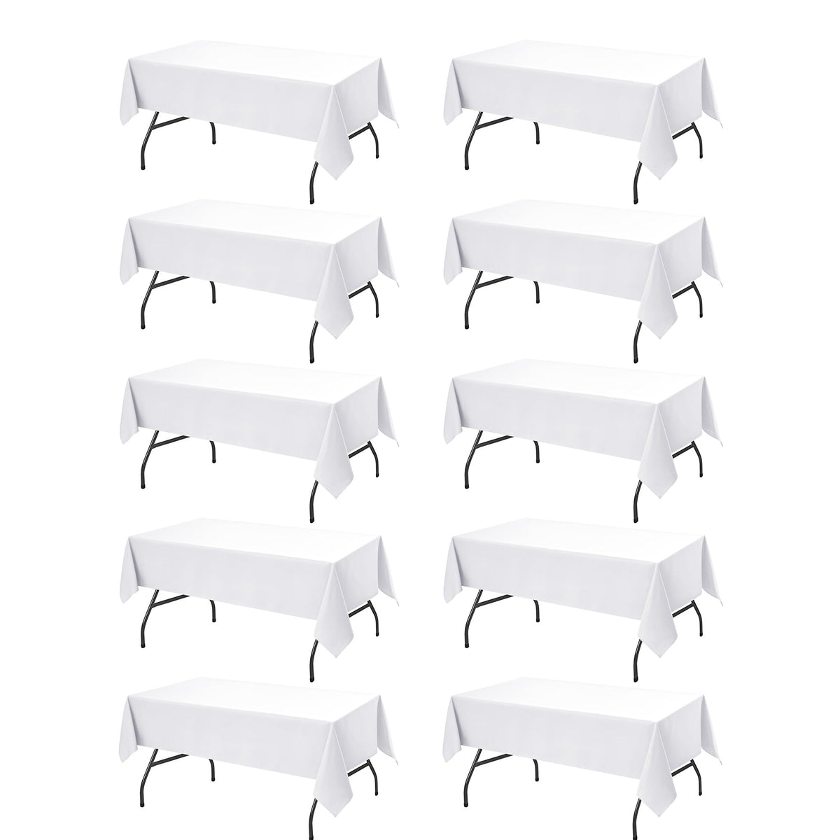 10-Pack White Tablecloths for Rectangle Tables, 60 x 102 Inches
