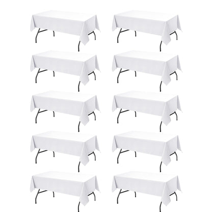 10-Pack White Tablecloths for Rectangle Tables, 60 x 102 Inches