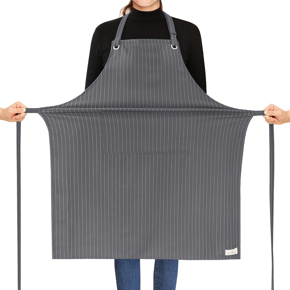 ROTANET Stripe Stretch Apron Chef Aprons for Men with 2 Pockets Waterproof