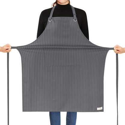 ROTANET Stripe Stretch Apron Chef Aprons for Men with 2 Pockets Waterproof