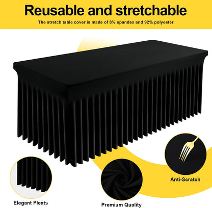 Smiry Spandex Elastic Fitted Table Cloth Skirt for 6FT Rectangle Table