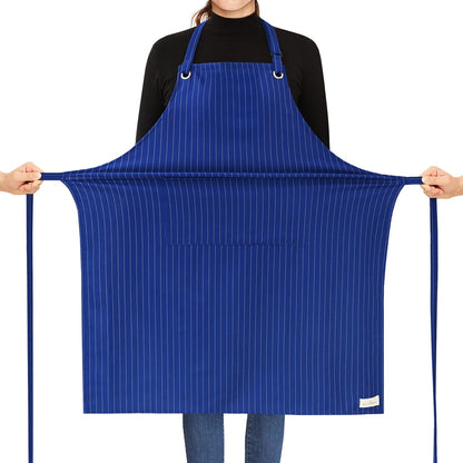 ROTANET Stripe Stretch Apron Chef Aprons for Men with 2 Pockets Waterproof