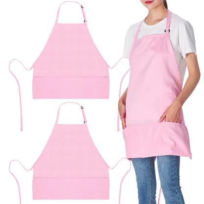 Jubatus 2 Pack 3 Pockets Adjustable Bib Apron Chef Kitchen Cooking Aprons for Women Men, Black