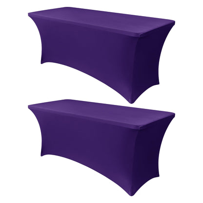 Obstal 6ft Stretch Black Spandex Table Cloth 2 Pack for Folding Tables
