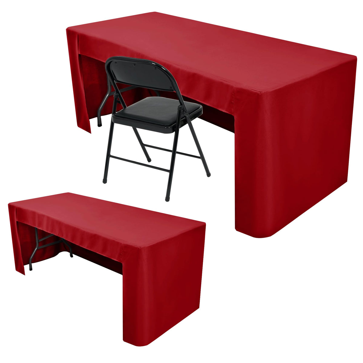 Black Tablecloths For 6 ft Rectangle Table With Open Back for Vendor 2 Pcs