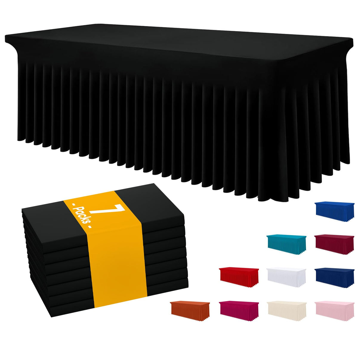 Smiry Spandex Elastic Fitted Table Cloth Skirt for 6FT Rectangle Table
