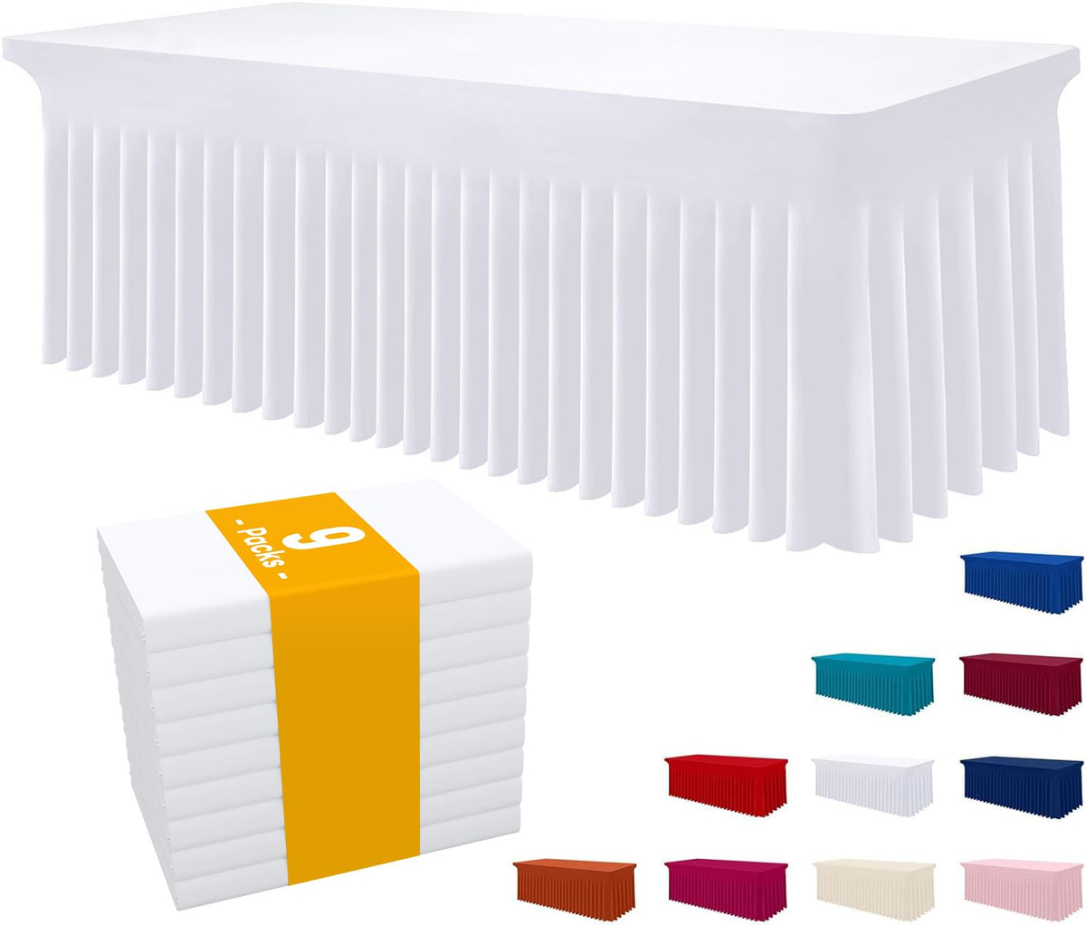 Smiry Spandex Elastic Fitted Table Cloth Skirt for 6FT Rectangle Table