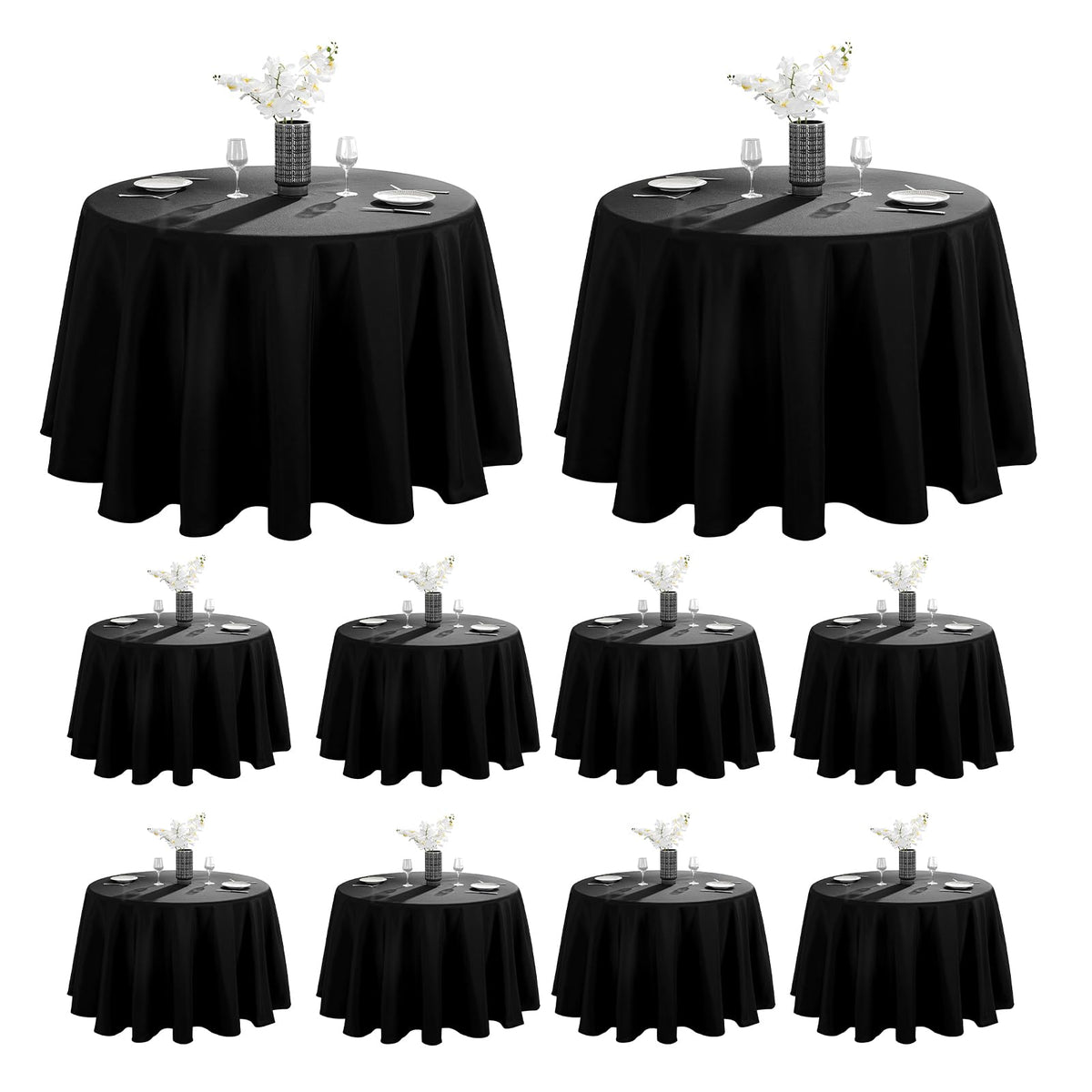 VidaFete 6 Pack 120inch Round Tablecloth Polyester Table Cloth, White