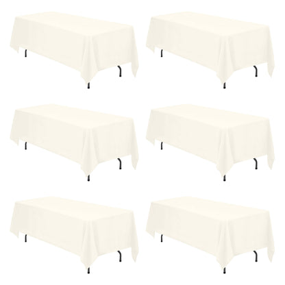 BRILLMAX 6 Pack Ivory Tablecloths 60x102 Inch for 6ft Rectangle Tables