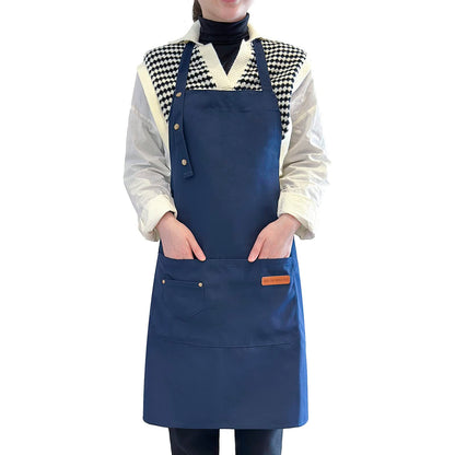 Apron for Men Women with Adjustable Straps and Large Pockets, Canvas Cotton Cooking Kitchen Chef Bib Aprons Waterproof Green