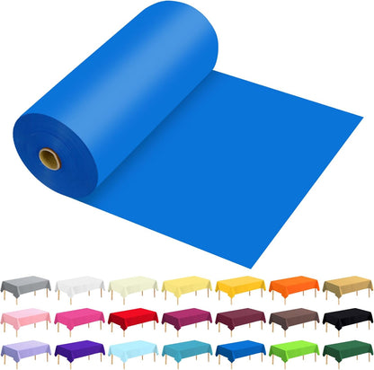 54 Inch X 300 Feet Plastic Table Cover Roll Premium Disposable Plastic Tablecloth for All Type/Shape Tables | Picnic, Party, Banquet, Birthdays, Weddings (Blue, 54 Inch X 300 Feet)