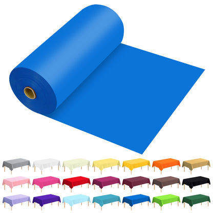 54 Inch X 300 Feet Plastic Table Cover Roll Premium Disposable Plastic Tablecloth for All Type/Shape Tables | Picnic, Party, Banquet, Birthdays, Weddings (Blue, 54 Inch X 300 Feet)