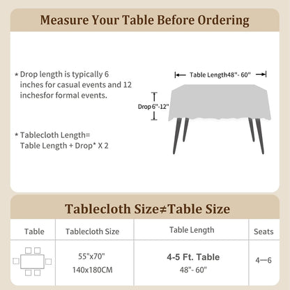 Laolitou Rustic Tablecloth Cotton Linen Waterproof Farmhouse Tablecloth Burlap Table Cloths for Kitchen Dining Cloth Table Cloth for Rectangle Tables Coffee Lines Rectangle,55''x70'',4-6 Seats
