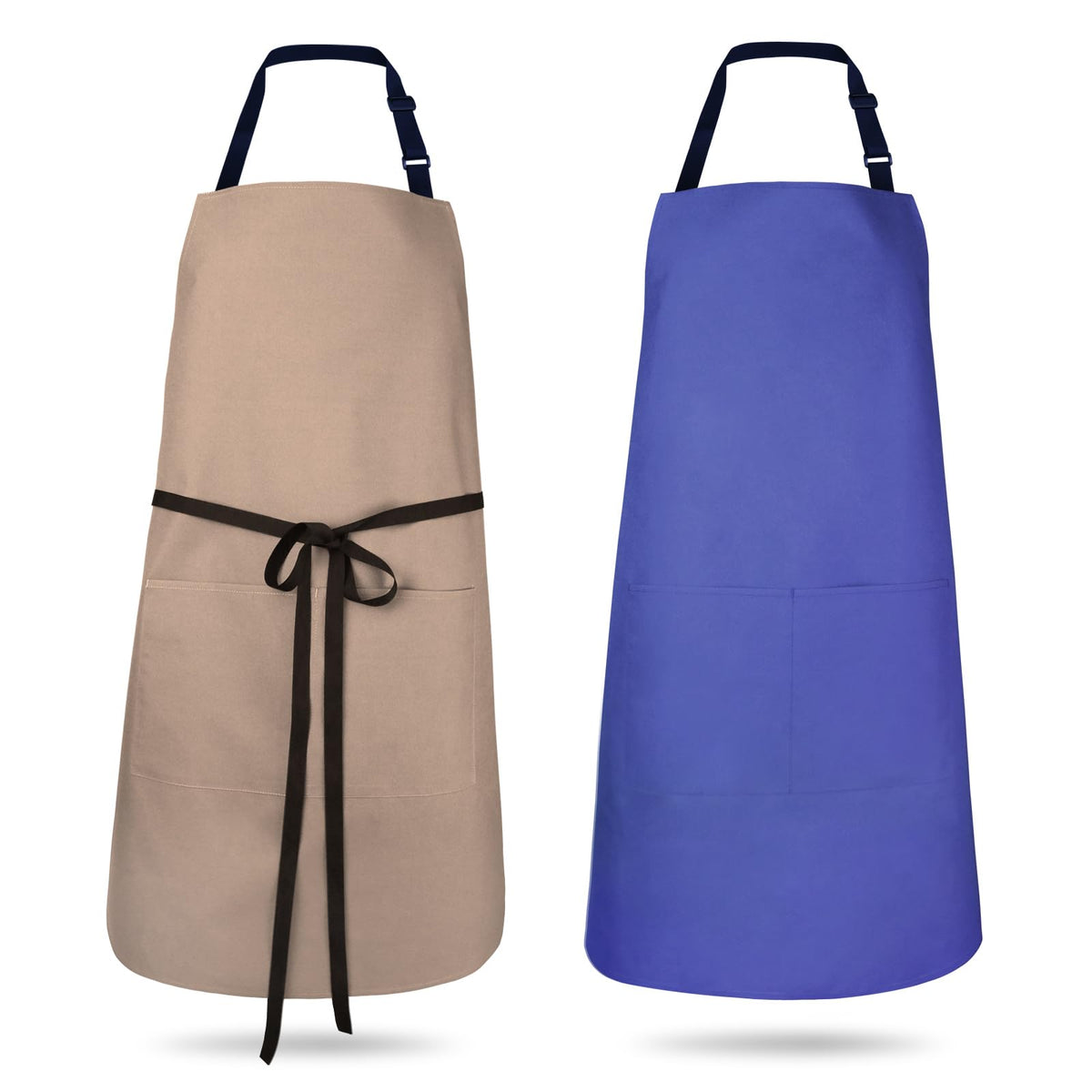 2 Pack Kitchen Aprons, Waterproof and Oil Resistant with 2 Pockets, Adjustable Neck Strap for Chef Apron
