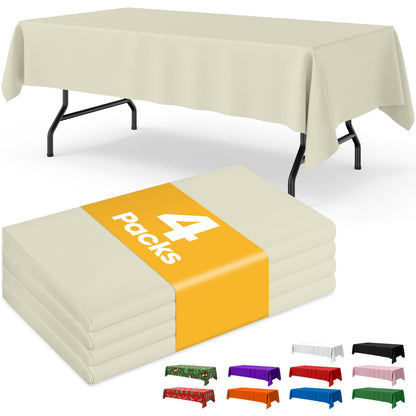 Niuara Black Plastic Table Cloth Disposable, 4 Pack, 54 x 108 in