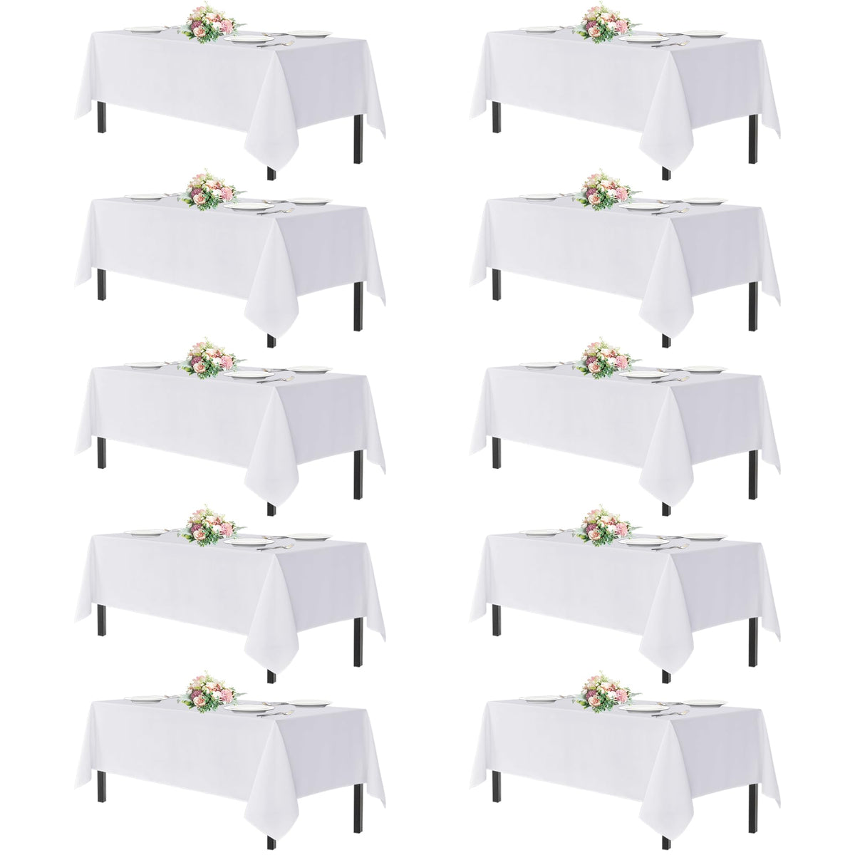 sancua 2 Pack Black Tablecloths 60x102 Inch for 6 Feet Rectangle Tables