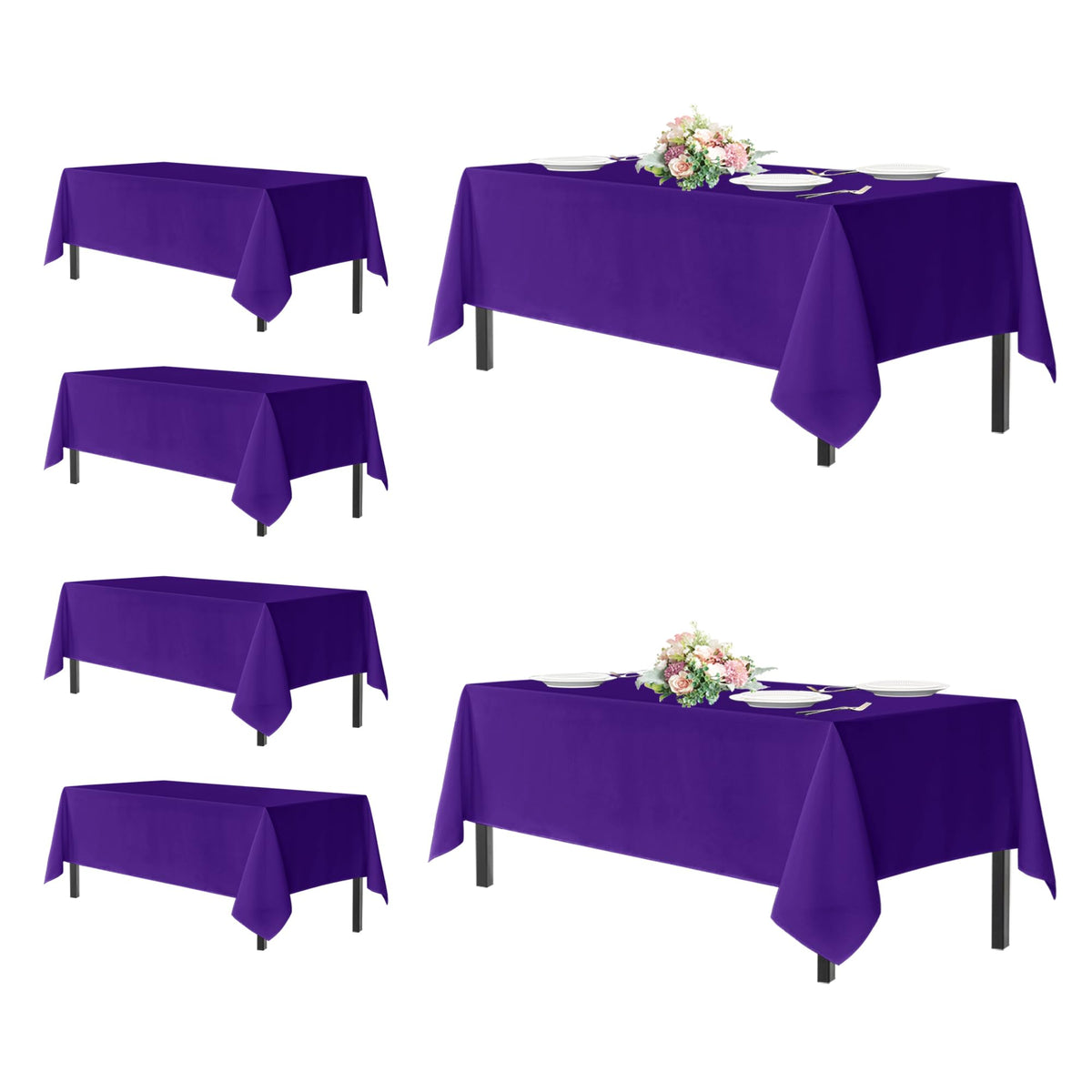 sancua 2 Pack Black Tablecloths 60x102 Inch for 6 Feet Rectangle Tables