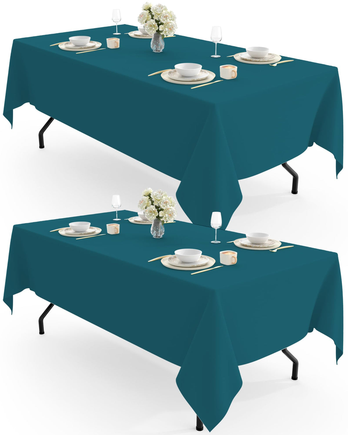 Pureegg Polyester Tablecloth 60" x 102" Reusable Washable 2 Pack Black