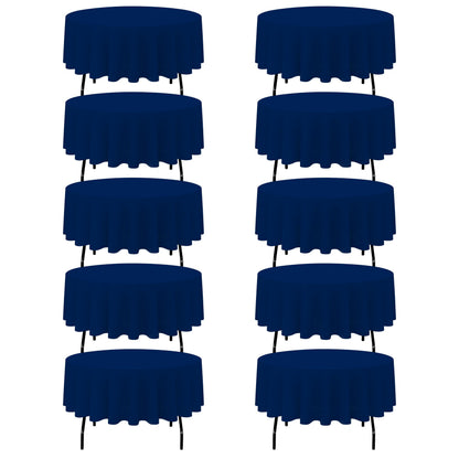 BRILLMAX 6 Pack Navy Blue Round Tablecloths 120 Inch for 60" Tables