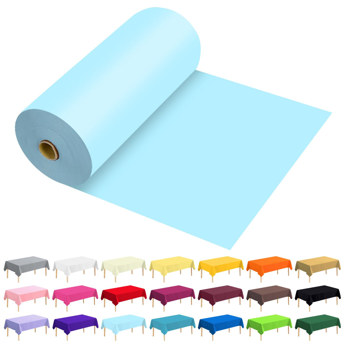 54 Inch X 300 Feet Plastic Table Cover Roll Premium Disposable Plastic Tablecloth for All Type/Shape Tables | Picnic, Party, Banquet, Birthdays, Weddings (Blue, 54 Inch X 300 Feet)