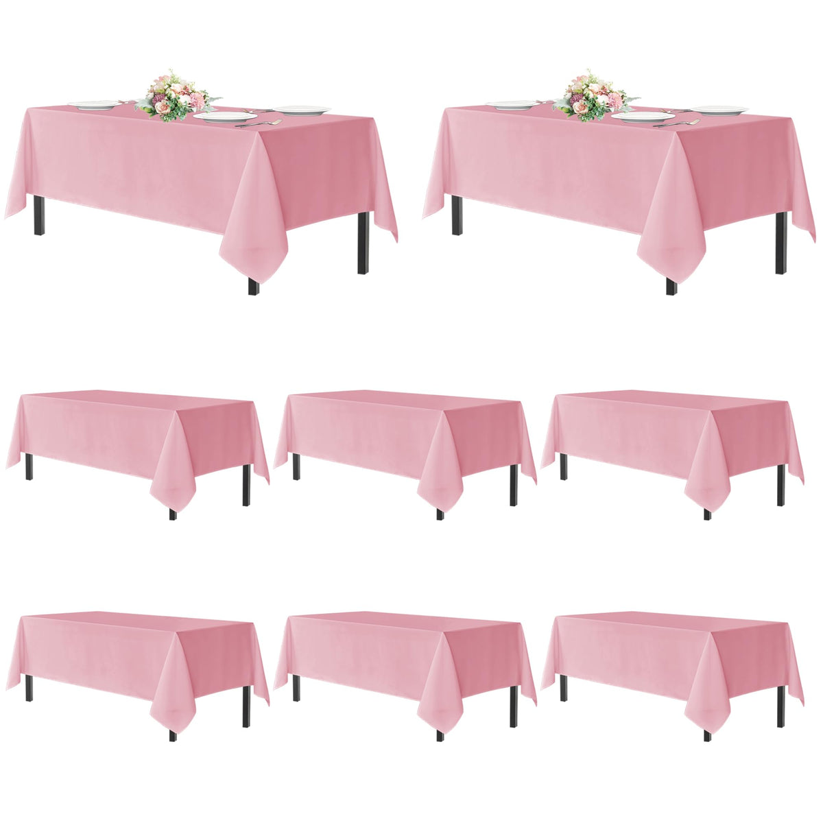 sancua 2 Pack Black Tablecloths 60x102 Inch for 6 Feet Rectangle Tables