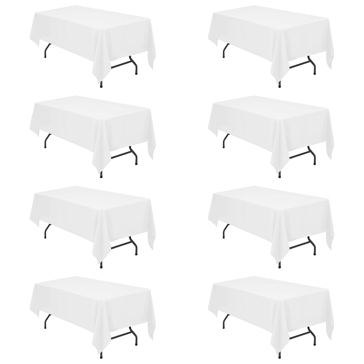 BRILLMAX 6 Pack Ivory Tablecloths 60x102 Inch for 6ft Rectangle Tables