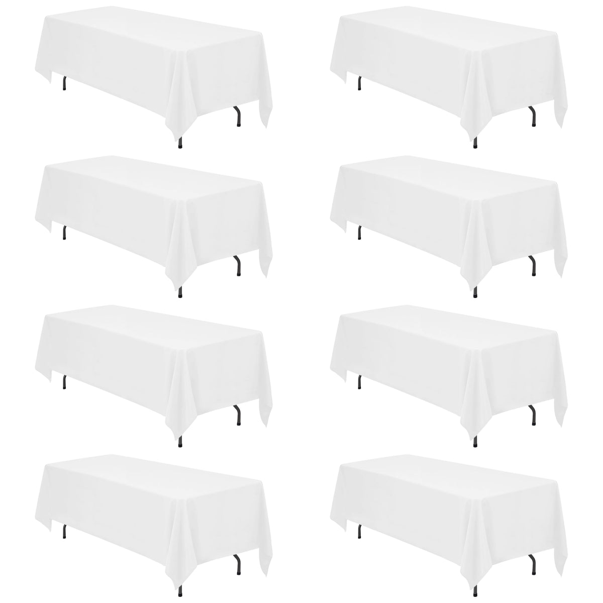 BRILLMAX 6 Pack Ivory Tablecloths 60x102 Inch for 6ft Rectangle Tables