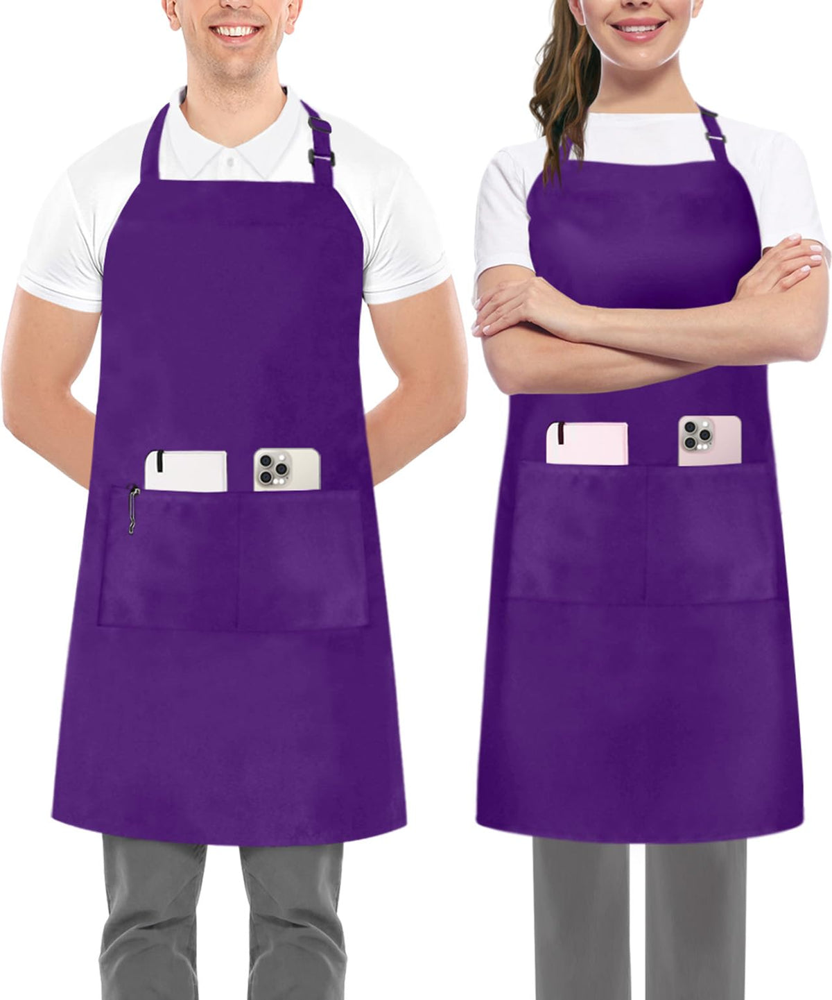 Utopia Kitchen Bib Aprons 2 Pack Adjustable With 2 Pockets 100% Polyester